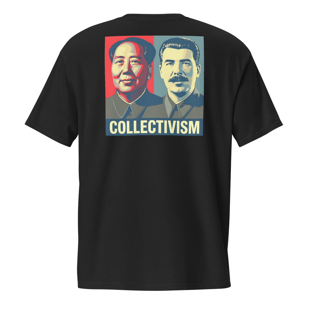 Collectivism vs capitalism shirt black back - Mao Stalin satire