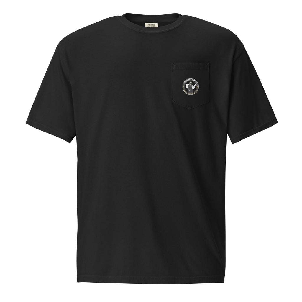 Collectivism pocket tee black front - premium satirical political apparel