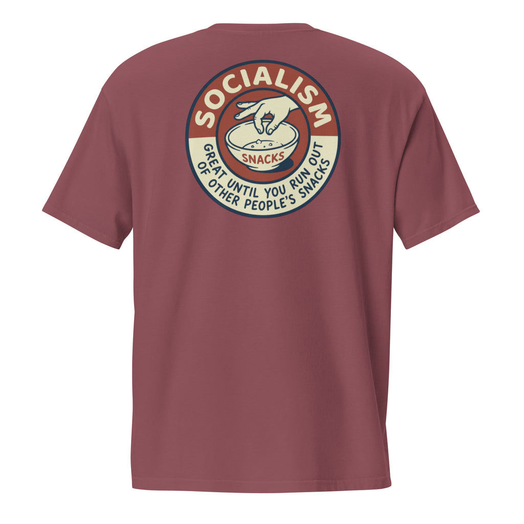 Socialism Snacks statement tee brick back - political humor apparel