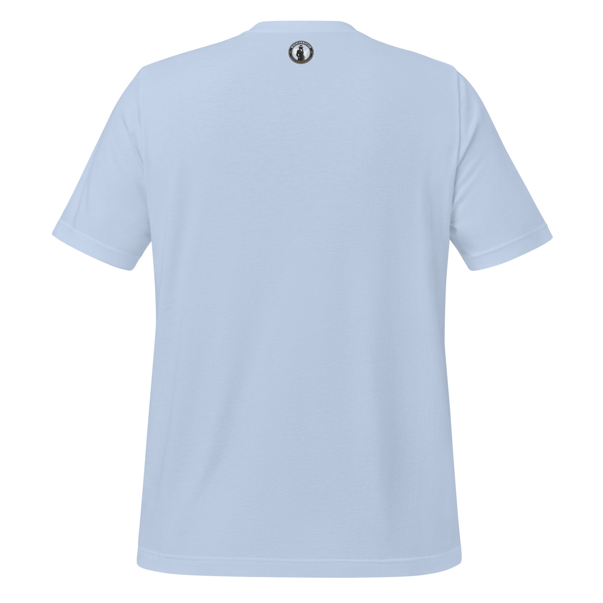 American Mom shirt baby blue back - EST 1776 patriotic satire apparel