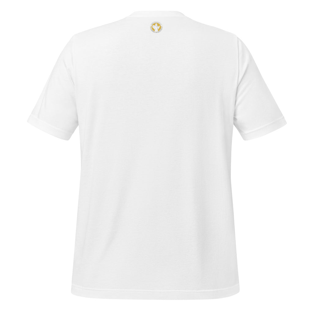 LIMITED EDITION Privileged Tee Shirt back view - white unisex staple t-shirt showing rear design