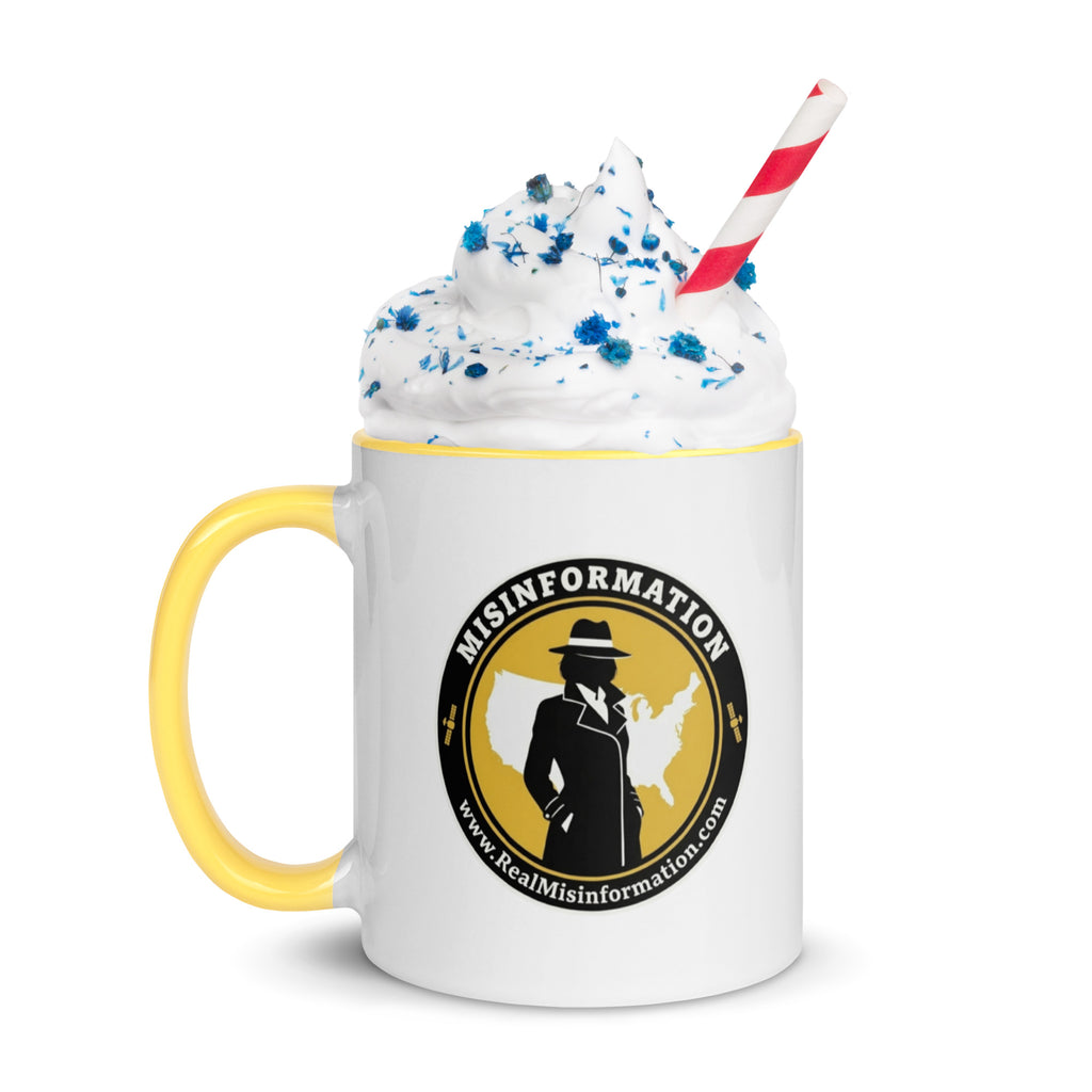 Al Gore Invented the Internet Coffee Mug - white ceramic 11 oz mug with yellow interior, left side view